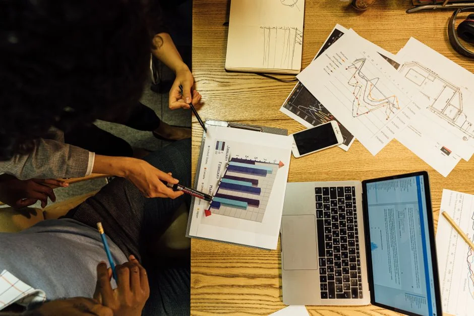 Close-up view of a marketing strategy document laid out on a desk, perfect for business-related content.